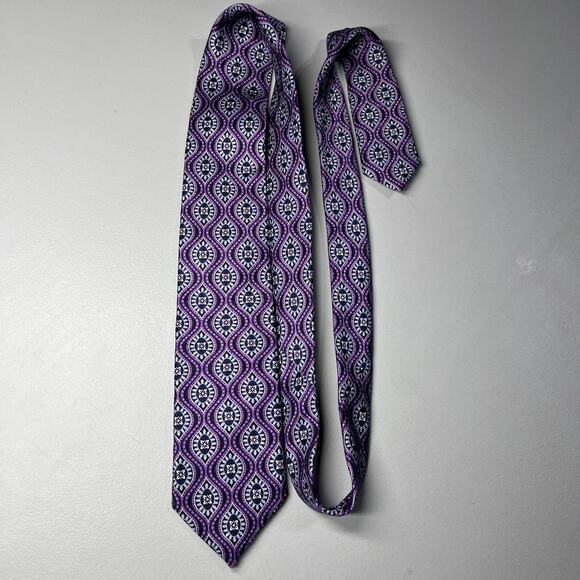 JZ Richards Boulder Silk Tie Purple Mens Designer Medallion Hand Made Necktie - Picture 1 of 10
